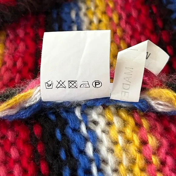 Golden Days Paris | Women’s rainbow tripped balloon sleeve pullover sweater, OS - Picture 5 of 16